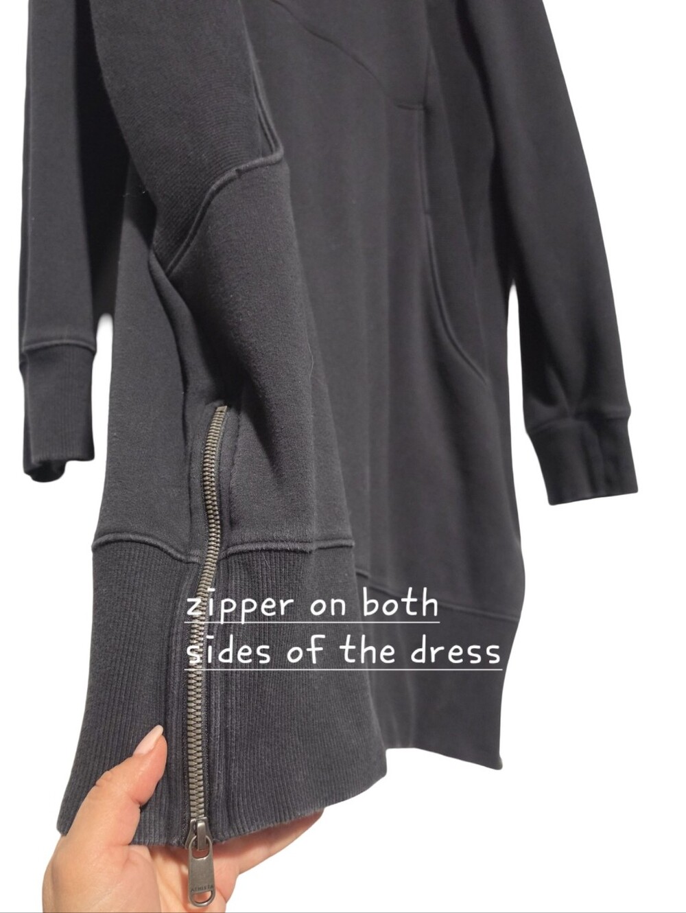 ATHLETA Cozy Karma Funnel Neck Dress Womens 1X Black Sweatshirt Athleisure Comfy - Picture 5 of 8